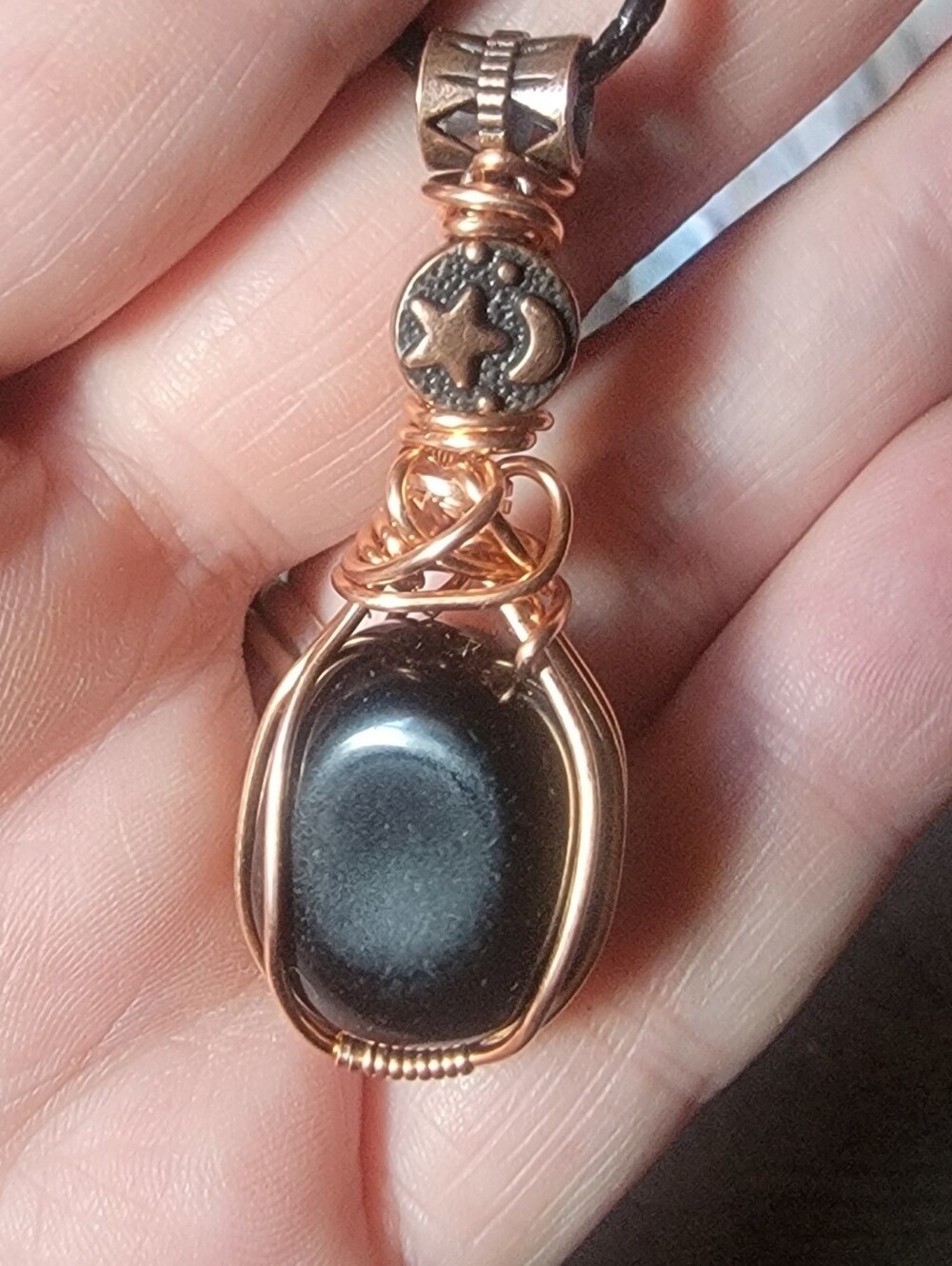 Gold Sheen Obsidian Pendant Necklace